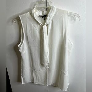 DKNY White sleeveless blouse with neck tie